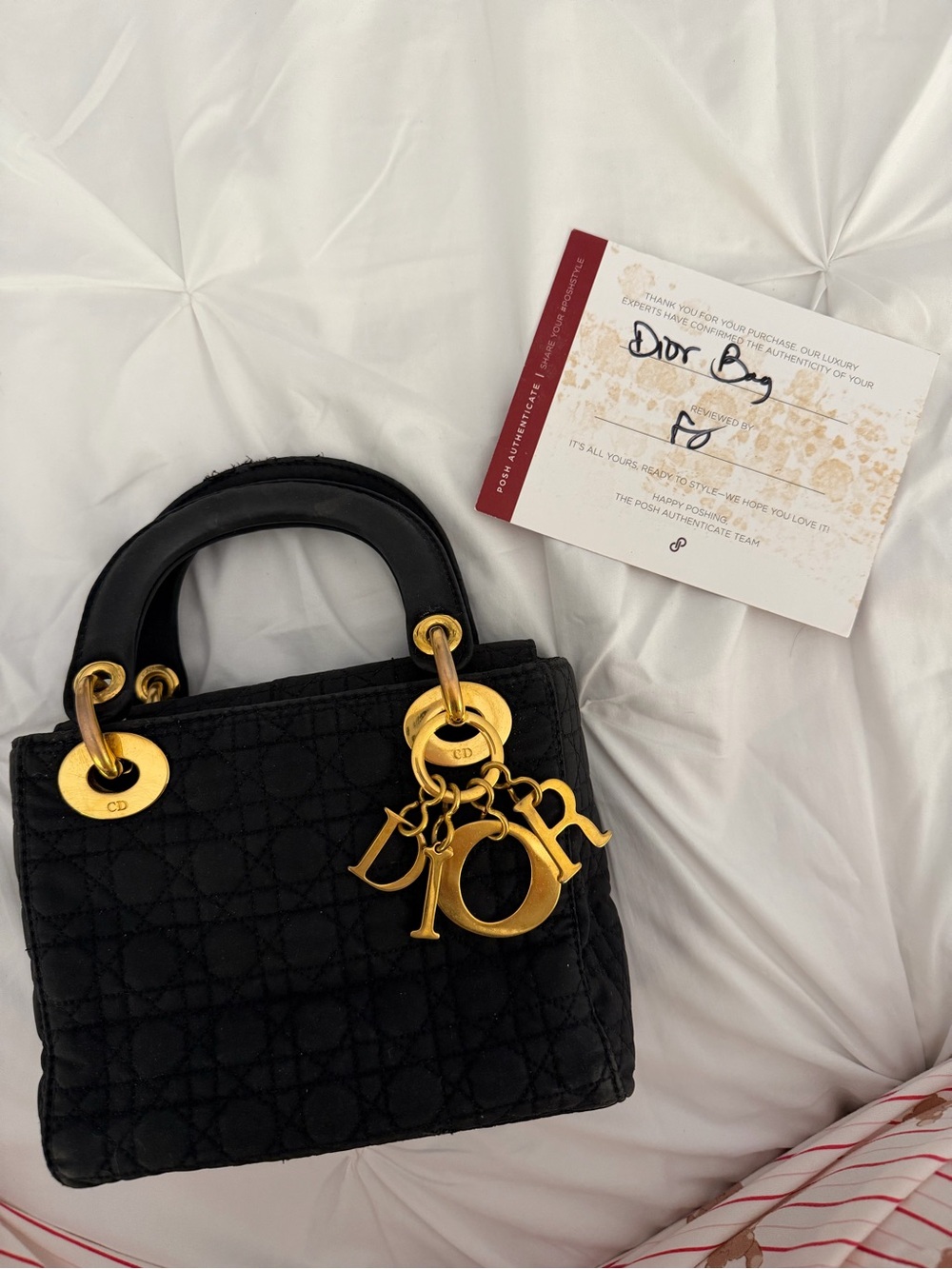 Dior Black Mini Lady Dior Tote with Gold Hardware